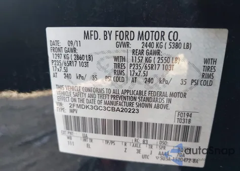 2012 Ford Edge Se z USA, uszkodzony, nr VIN 2FMDK3GC3CBA20223